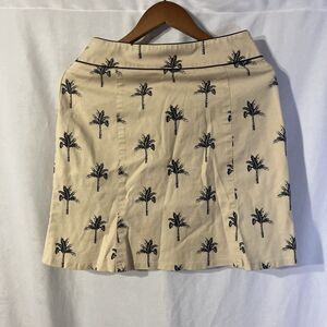 ETCETERA tan black palm trees cotton elastane straight skirt 8